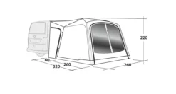 Outwell Milestone Dash Drive Away Awning -Vango Camping Shop 111099 milestone dash drawing perspective2