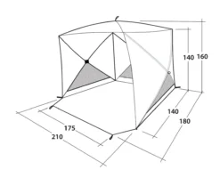 Outwell Beach Shelter Compton (2023) -Vango Camping Shop 111230 beach shelter compton drawing perspective2