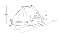 Outwell Robens Klondike Twin Tipi Tent (2023) -Vango Camping Shop 130359 klondike twin drawing perspective2