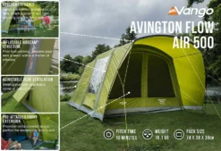 Vango Airbeam Vango Avington Flow Air 500 Tent (2022) -Vango Camping Shop avington flow air 500 low res