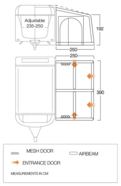Vango Airbeam Vango Balletto Air 390 Elements ProShield Caravan Awning (2023) -Vango Camping Shop balletto 390 floorplan