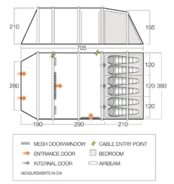 Vango Airbeam Vango Joro Air 600xl Dura Tent (2023) -Vango Camping Shop joro air 600xl floorplan low 1