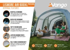 Vango Airbeam Vango Lismore Air 600XL Tent Package (2023) -Vango Camping Shop lismore air 600xl package2 1