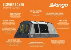 Vango Lismore TC 450 Poled Tent Package (2023) 13 Vango Lismore TC 450 Poled Tent Package (2023) -Vango Camping Shop lismore tc 450 infographic