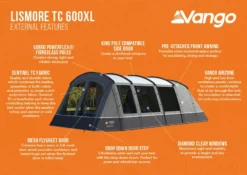 Vango Lismore TC 600XL Poled Tent Package (2023) 6 Vango Lismore TC 600XL Poled Tent Package (2023) -Vango Camping Shop lismore tc 600xl infographic