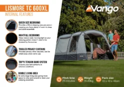 Vango Lismore TC 600XL Poled Tent Package (2023) 7 Vango Lismore TC 600XL Poled Tent Package (2023) -Vango Camping Shop lismore tc 600xl infographic2