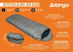Vango Nitestar Alpha 300 Quad Sleeping Bag (FOG) 8 Vango Nitestar Alpha 300 Quad Sleeping Bag (FOG) -Vango Camping Shop nitestar 300 infographic
