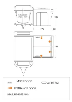 Vango Airbeam Vango Riviera Air 330 Elements ProShield Caravan Awning (2023) -Vango Camping Shop riviera 330 floorplan