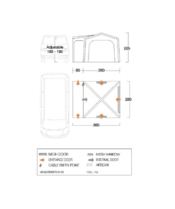 Vango Airbeam Vango Agora Air VW Awning (Shadow Grey) -Vango Camping Shop vango 2021 awnings floorplan agora vw 1