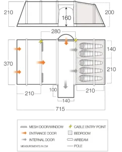 Vango Airbeam Vango Rome II Air 550XL Tent Package (2023) 12 Vango Airbeam Vango Rome II Air 550XL Tent Package (2023) -Vango Camping Shop vango 2021 tents floorplan rome air 550xl hi