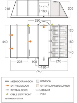 Vango Airbeam Vango Rome II Air 650XL Tent Package (2023) -Vango Camping Shop vango 2021 tents floorplan rome air 650xl hi